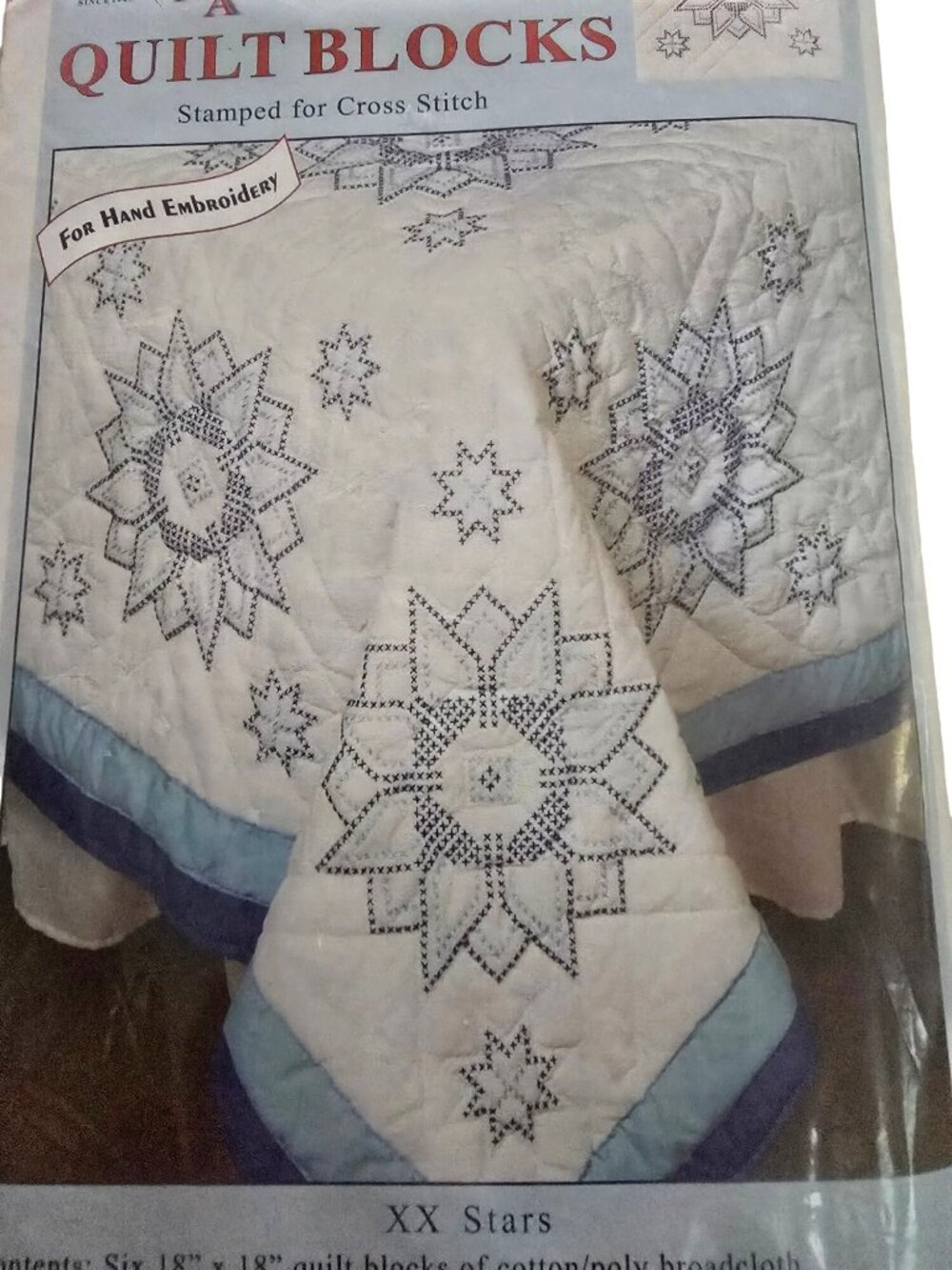 Set/2  9"Nursery Quilt Blocks  & XX Stars Quilt Blocks For Hand Embroidery - Picture 11 of 15